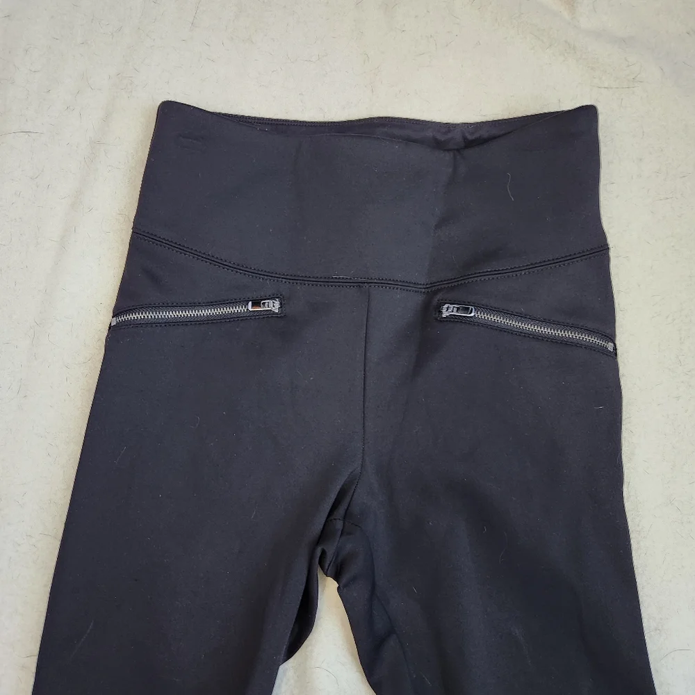 White House Black Market Black Zipper Runway Leggings Size 4